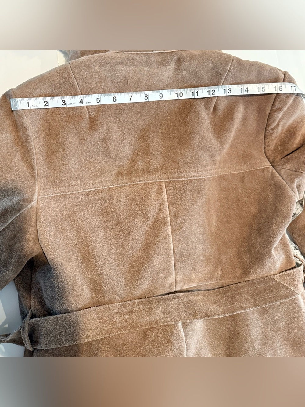 Vintage 70s Suede Penny Lane Coat Shearling Shaggy Boho Coach Style Trench Small - Picture 9 of 9